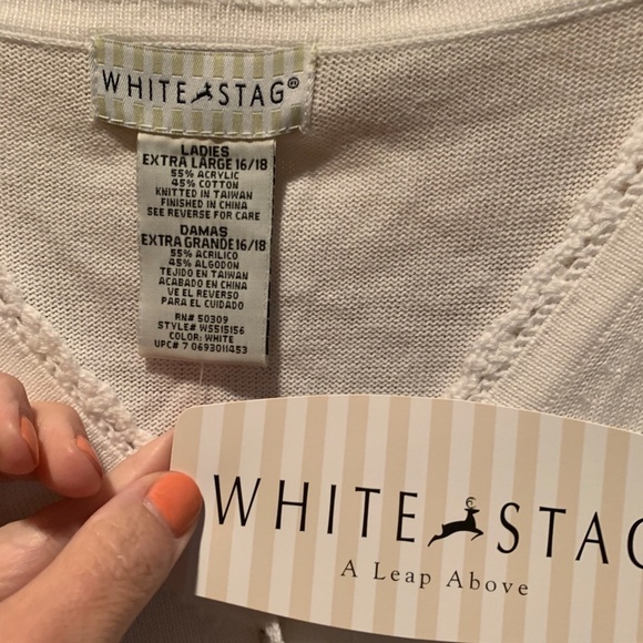 White Stag Button Front Cardigan Sweater in White XL NWT - Picture 4 of 5
